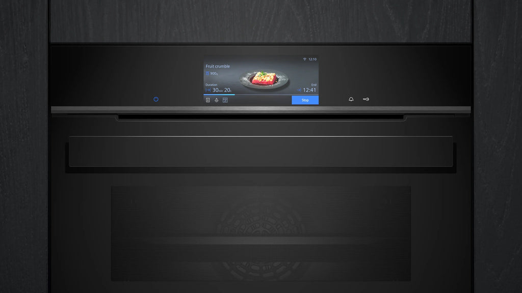 Siemens iQ700 Built-in compact oven with steam function 60 x 45 cm Black CS958GDD1