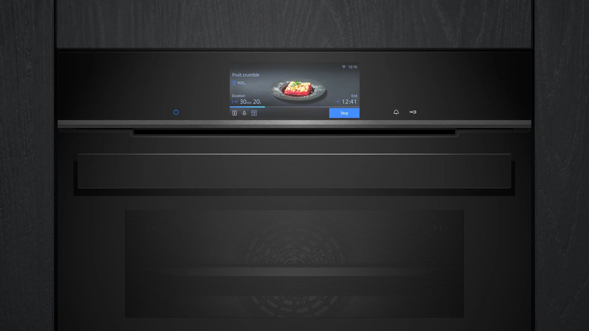 Siemens iQ700 Built-in compact oven with steam function 60 x 45 cm Black CS958GDD1