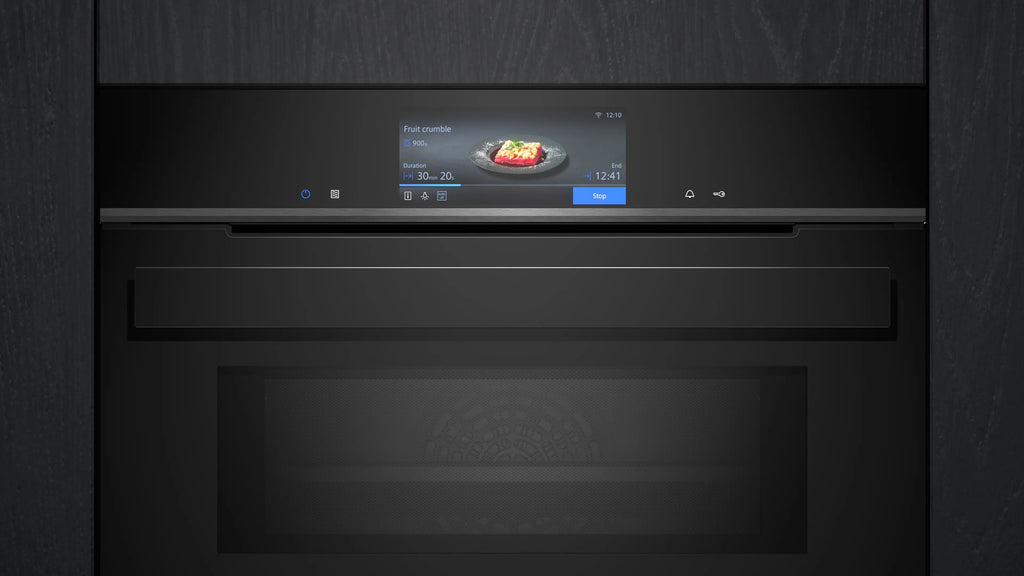 Siemens iQ700 Built-in compact oven with microwave function 60 x 45 cm Black CM978GNB1B