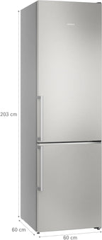 Siemens iQ500 Free-standing fridge-freezer with freezer at bottom 203 x 60 cm Brushed steel KG39NAIAU