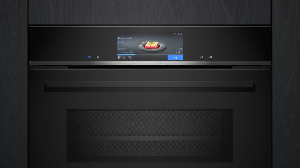 Siemens iQ700 Built-in compact oven with microwave function 60 x 45 cm Black CM778GNB1B