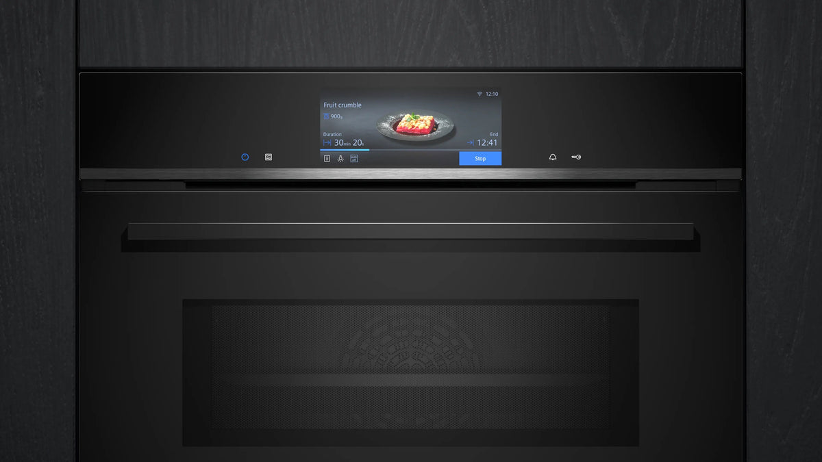 Siemens iQ700 Built-in compact oven with microwave function 60 x 45 cm Black CM778GNB1B