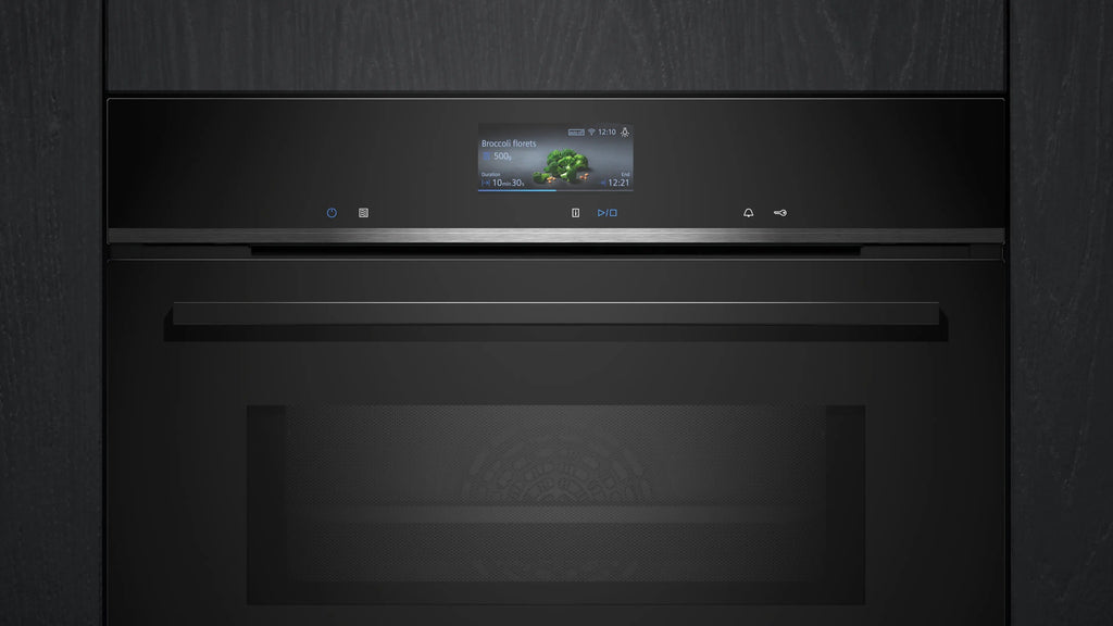 Siemens iQ700 Built-in compact oven with microwave function 60 x 45 cm Black CM776G1B1B