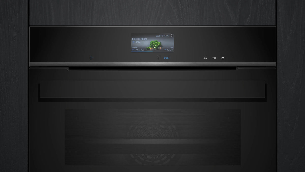 Siemens iQ700 Built-in compact oven with steam function 60 x 45 cm Black CS936GCB1