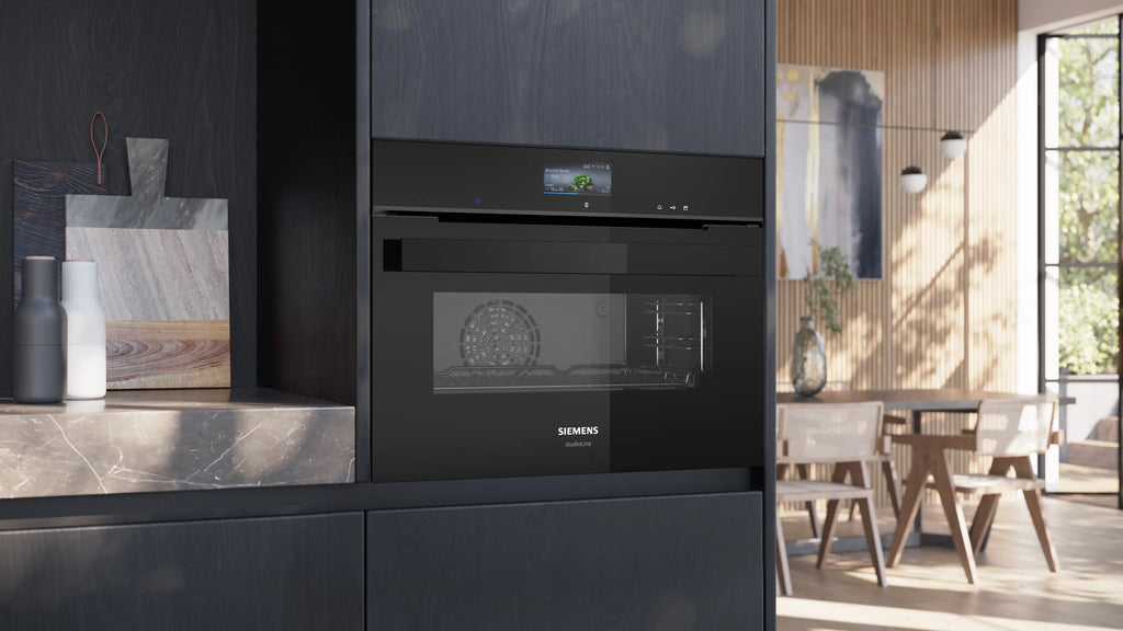 Siemens iQ700 Built-in compact oven with steam function 60 x 45 cm Black CS936GCB1