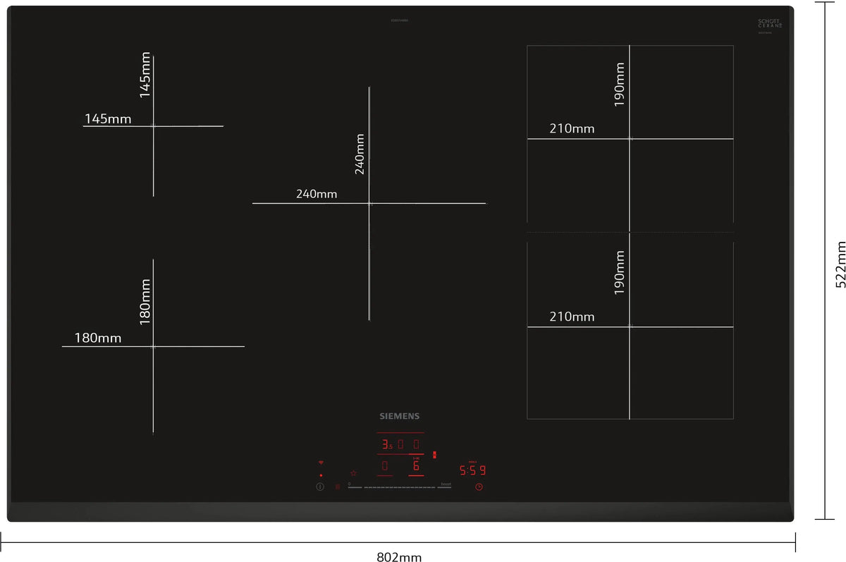 Siemens iQ500 Induction hob 80 cm surface mount without frame ED851HWB1E