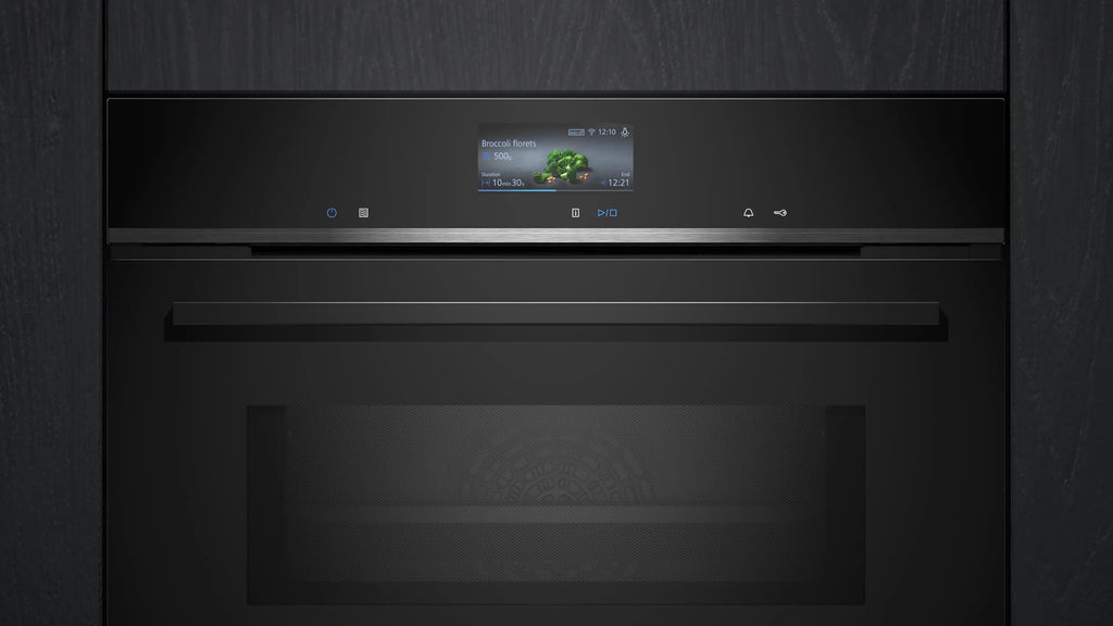 Siemens iQ700 Built-in compact oven with microwave function 60 x 45 cm Black CM736G1B1