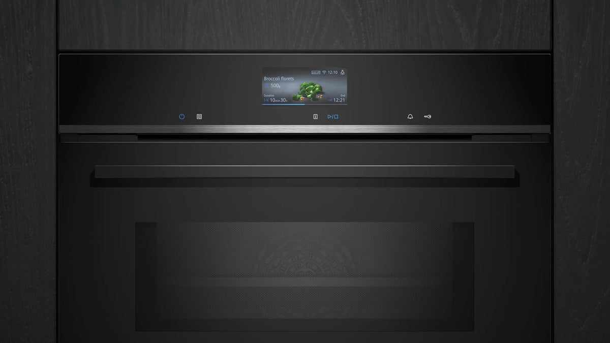 Siemens iQ700 Built-in compact oven with microwave function 60 x 45 cm Black CM736G1B1