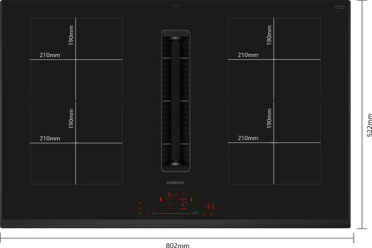 Siemens iQ500 Induction hob with integrated ventilation system 80 cm surface mount without frame ED851HQ26E