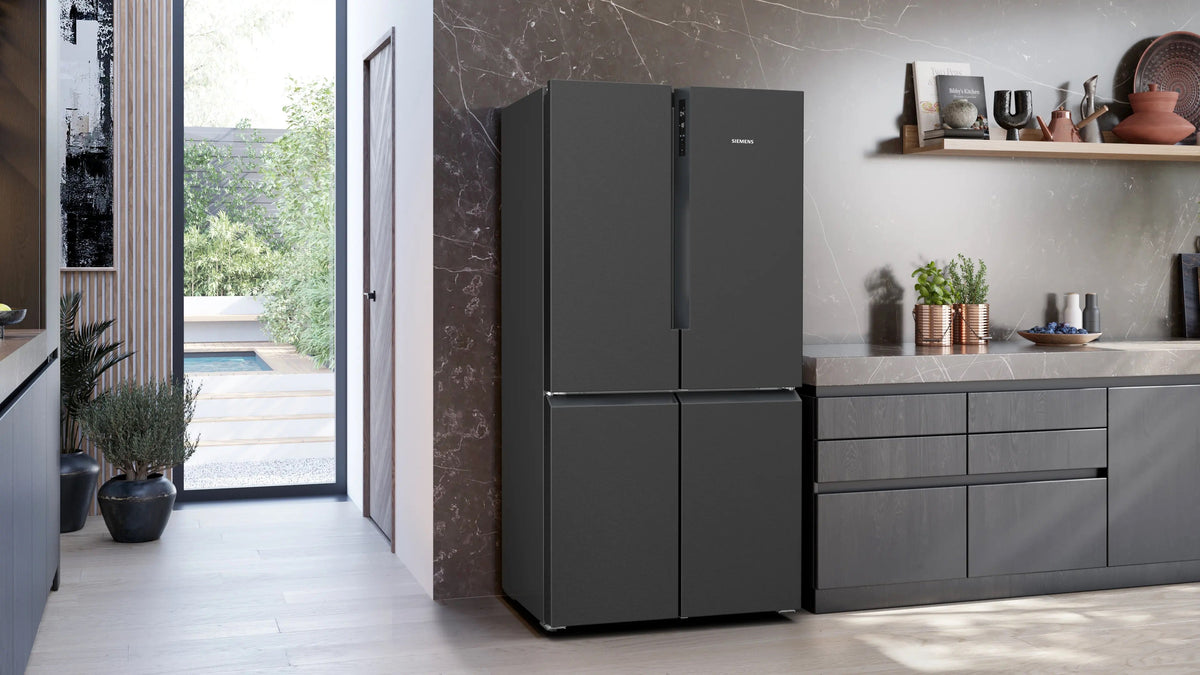 Siemens iQ300 Multi Door American Fridge Freezer 183 x 90.5 cm Brushed black steel antiFingerprint, Total noFrost KF96NAXEAG