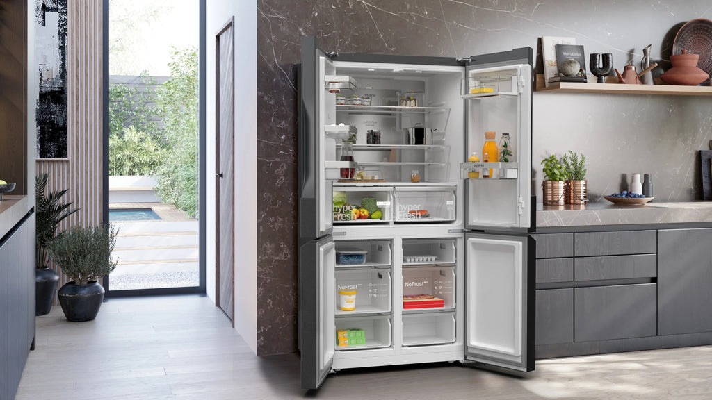Siemens iQ300 Multi Door American Fridge Freezer 183 x 90.5 cm Brushed black steel antiFingerprint, Total noFrost KF96NAXEAG
