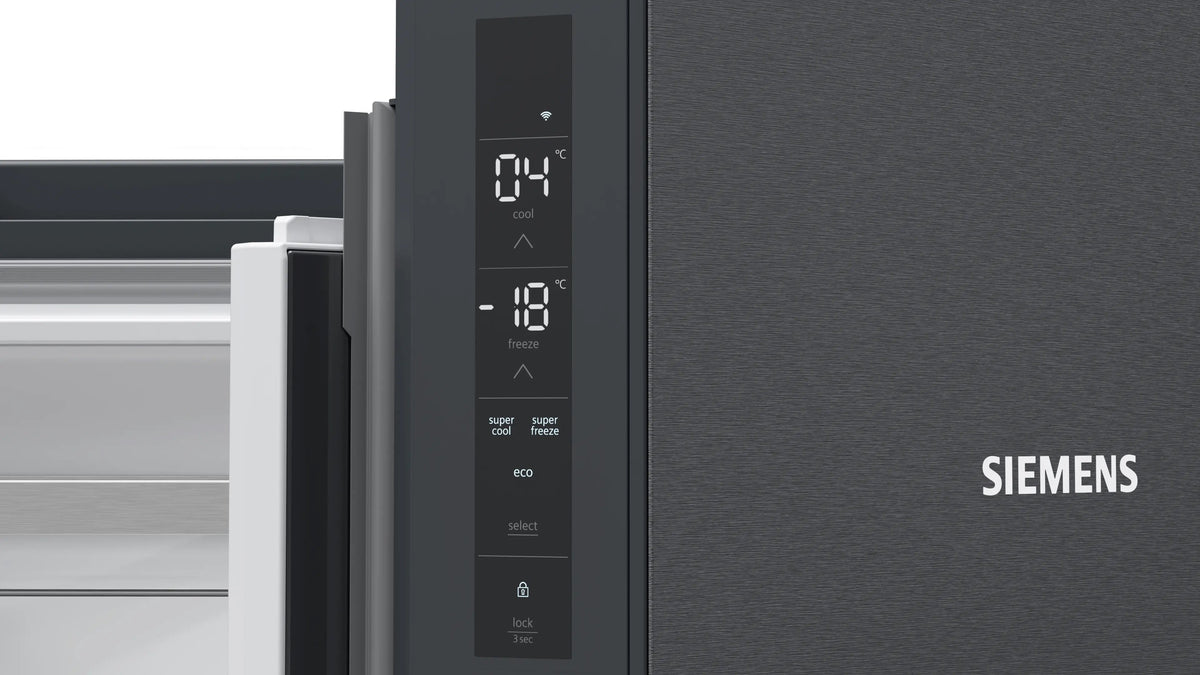 Siemens iQ300 Multi Door American Fridge Freezer 183 x 90.5 cm Brushed black steel antiFingerprint, Total noFrost KF96NAXEAG