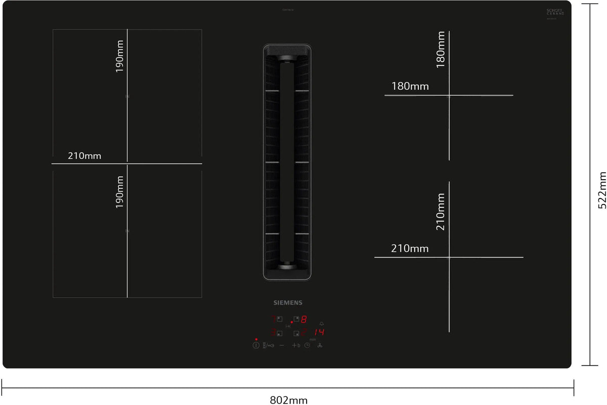 Siemens iQ300 Induction hob with integrated ventilation system 80 cm surface mount without frame ED811BS16E