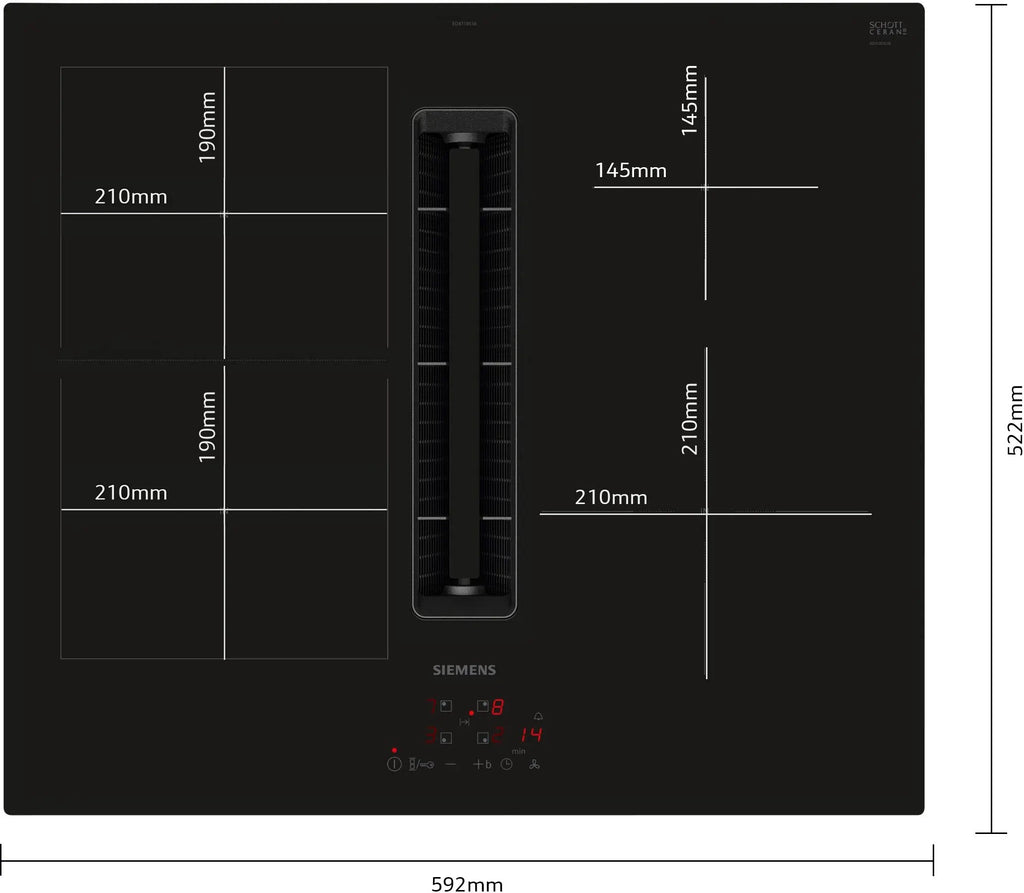 Siemens iQ300 Induction hob with integrated ventilation system 60 cm surface mount without frame ED611BS16E