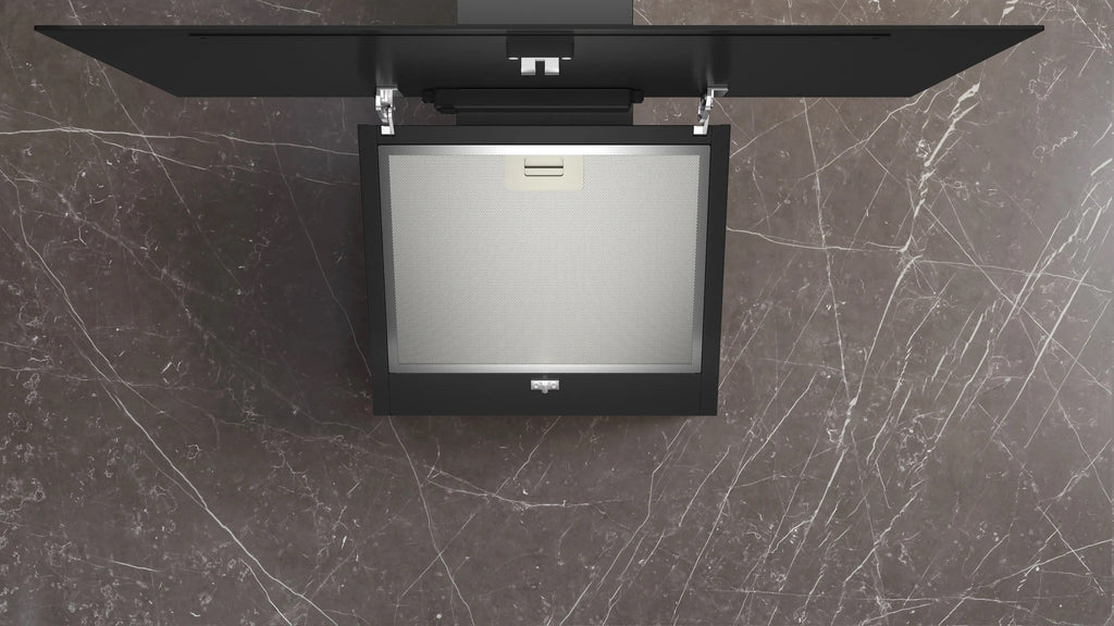 Siemens iQ100 Wall-mounted cooker hood 80 cm clear glass black printed, Black LC85KDK60B