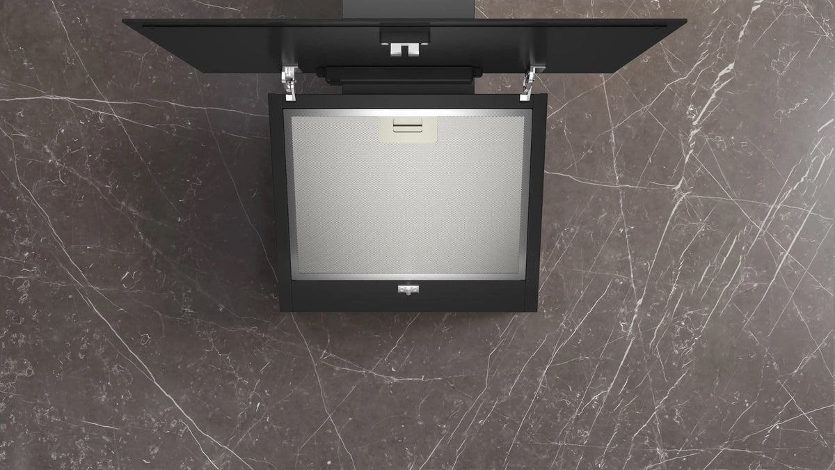Siemens iQ100 Wall-mounted cooker hood 60 cm clear glass black printed, Black LC65KDK60B