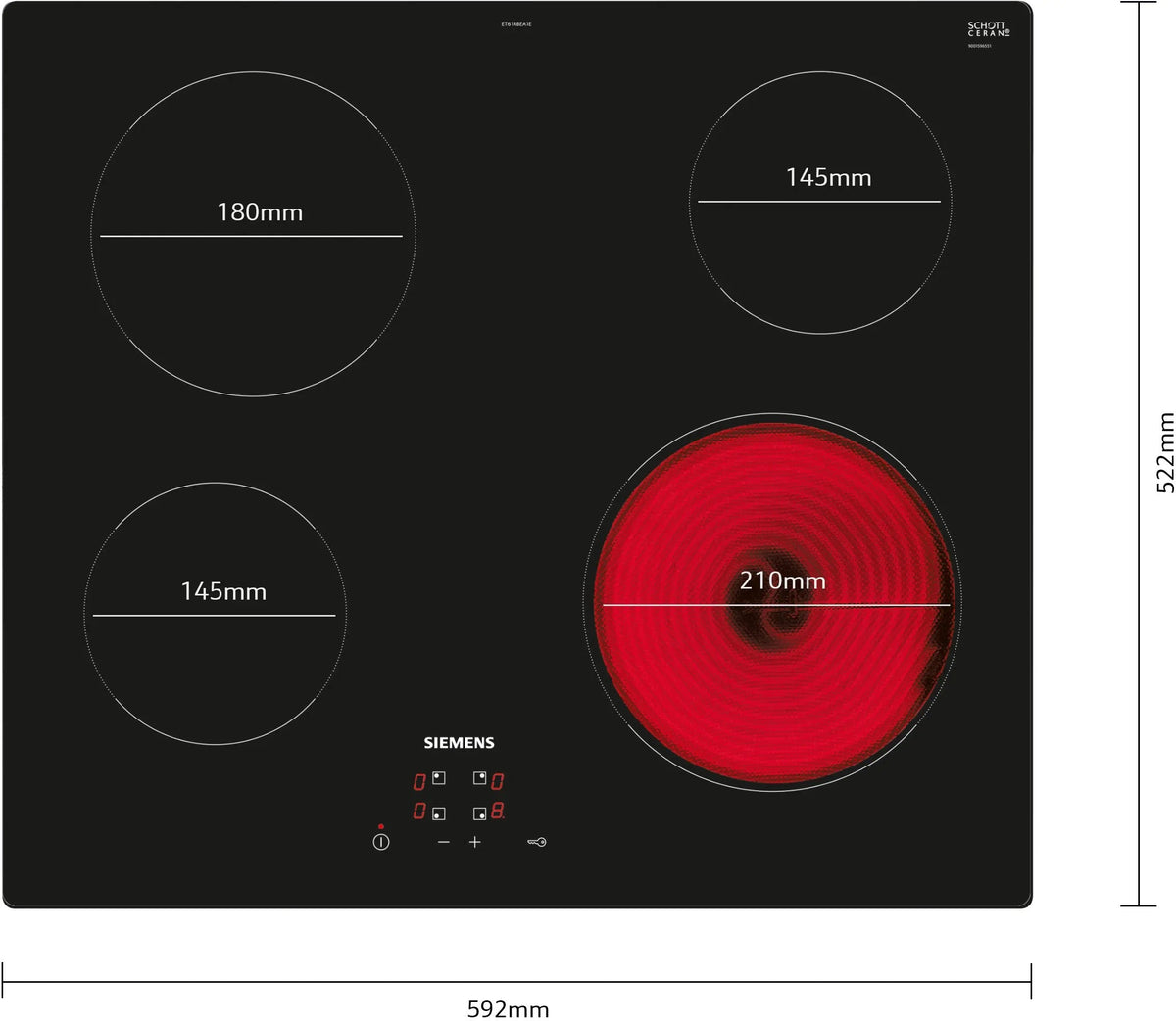 Siemens iQ100 Electric hob 60 cm surface mount without frame ET61RBEA1E