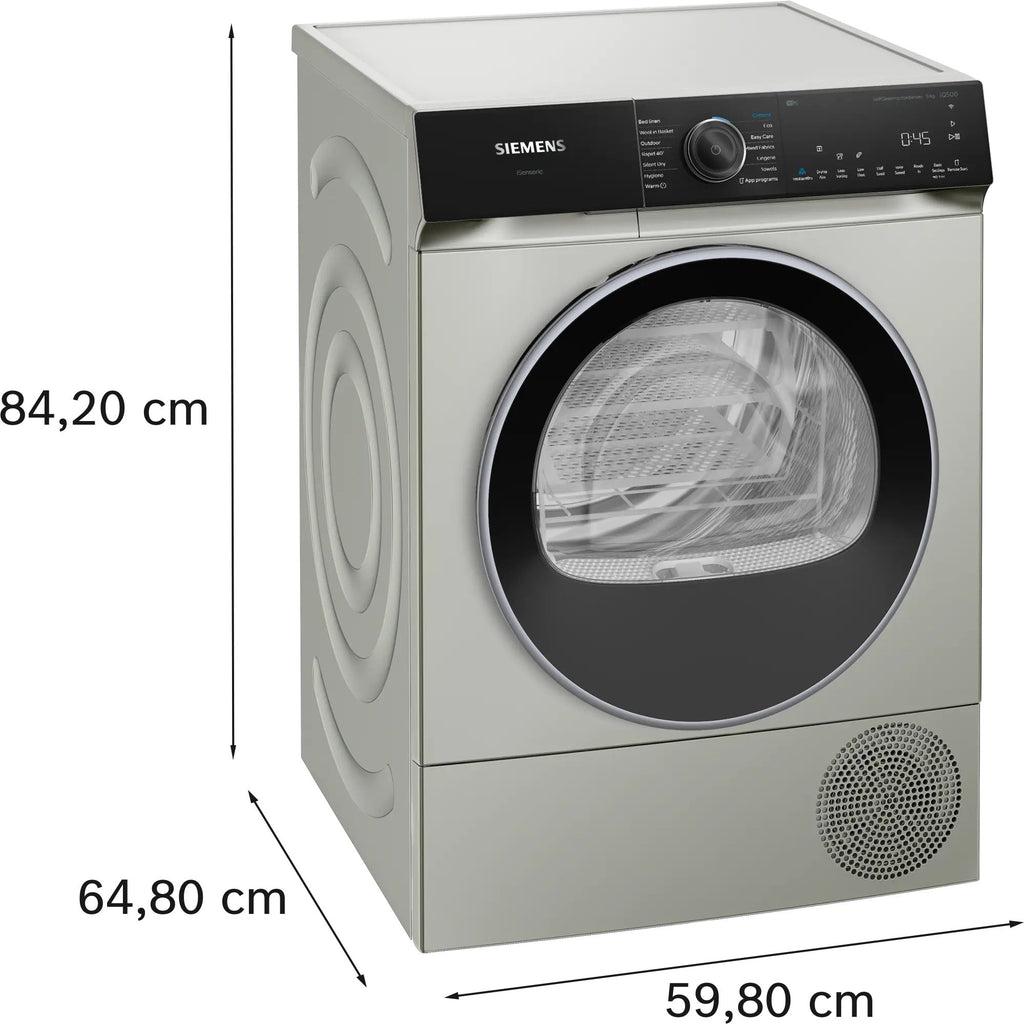 Siemens iQ500 Heat pump tumble dryer 9 kg Silver inox WQ46H2DXGB