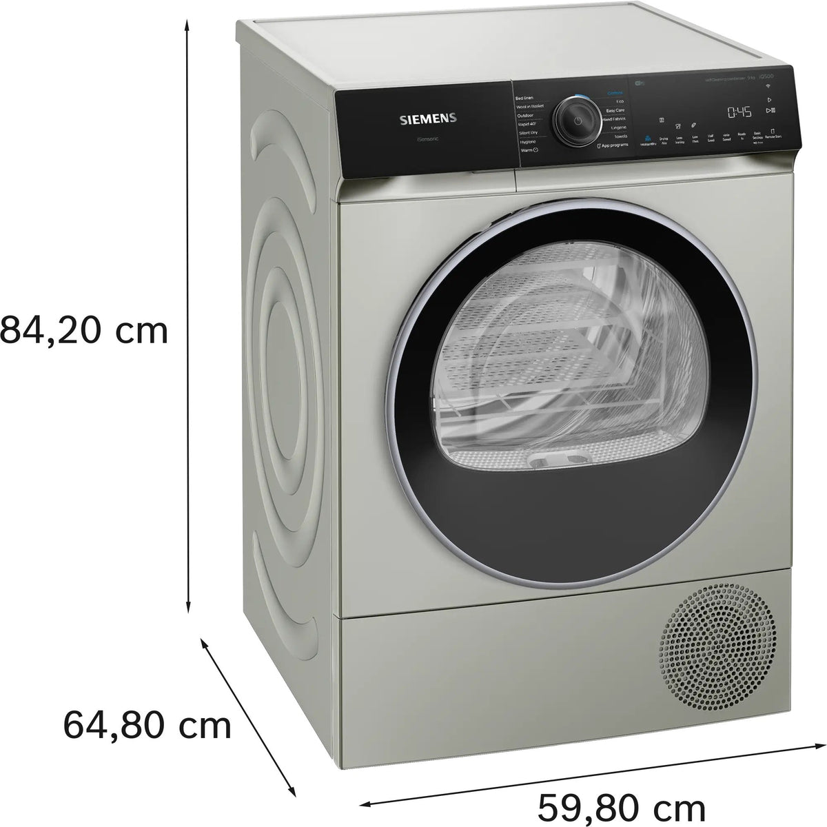 Siemens iQ500 Heat pump tumble dryer 9 kg Silver inox WQ46H2DXGB
