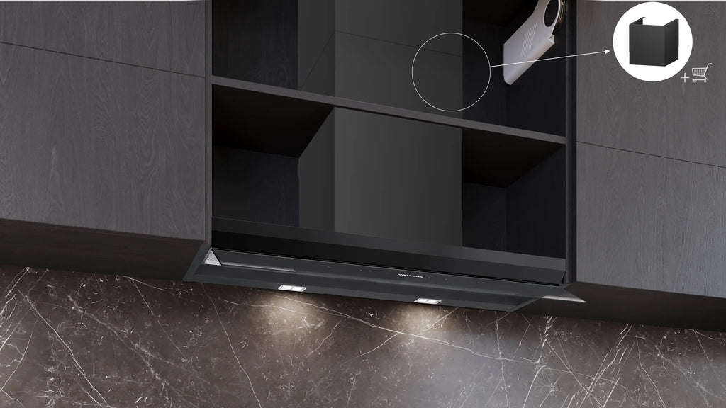 Siemens iQ700 Integrated Design Hood 90 cm clear glass black printed, Matt black LJ98BET60B