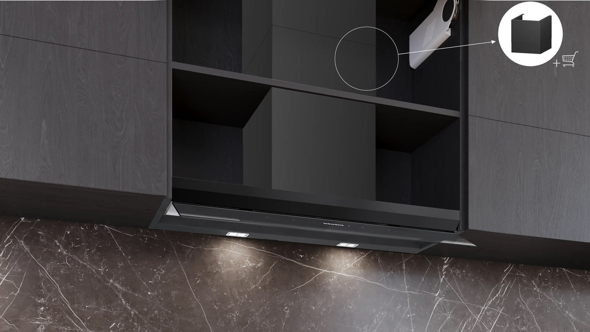 Siemens iQ700 Integrated Design Hood 90 cm clear glass black printed, Matt black LJ98BET60B