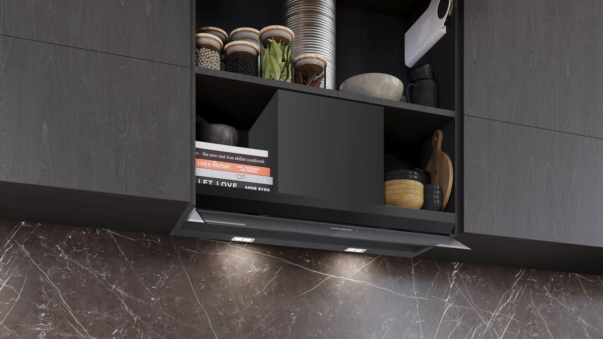 Siemens iQ700 Integrated Design Hood 80 cm clear glass black printed, Matt black LJ88BET60B