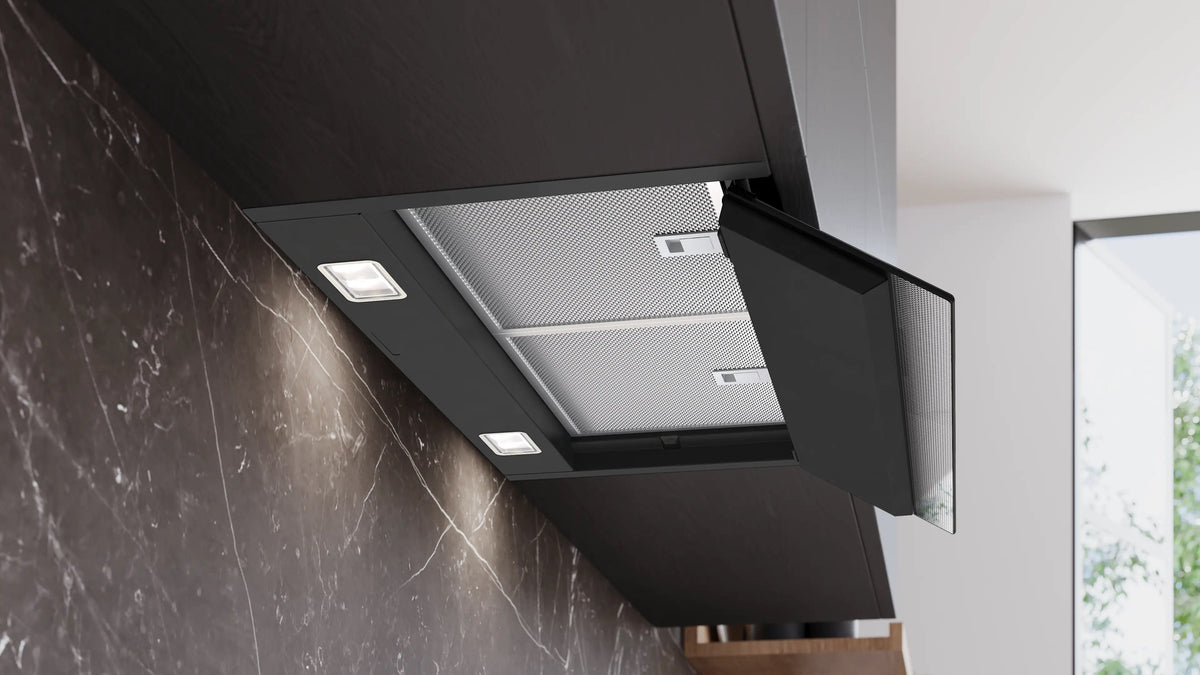 Siemens iQ700 Integrated Design Hood 60 cm clear glass black printed, Matt black LJ68BET60B