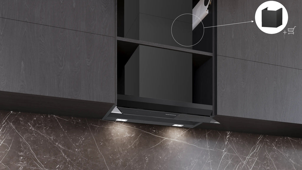 Siemens iQ700 Integrated Design Hood 60 cm clear glass black printed, Matt black LJ68BET60B