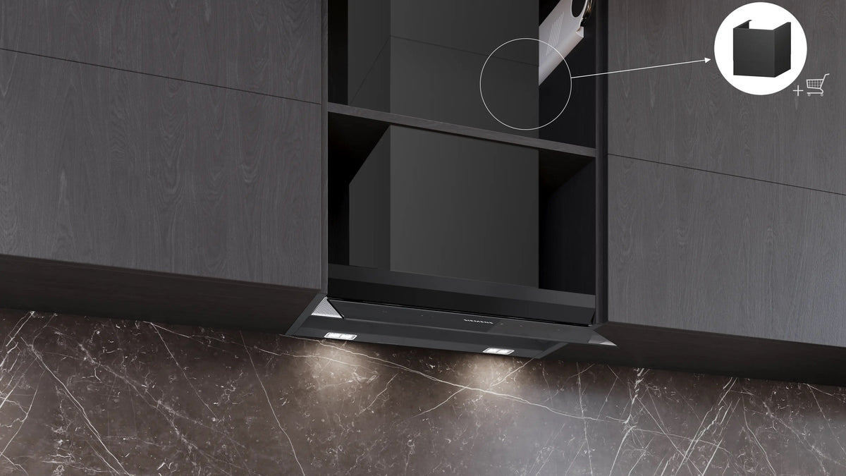 Siemens iQ700 Integrated Design Hood 60 cm clear glass black printed, Matt black LJ68BET60B