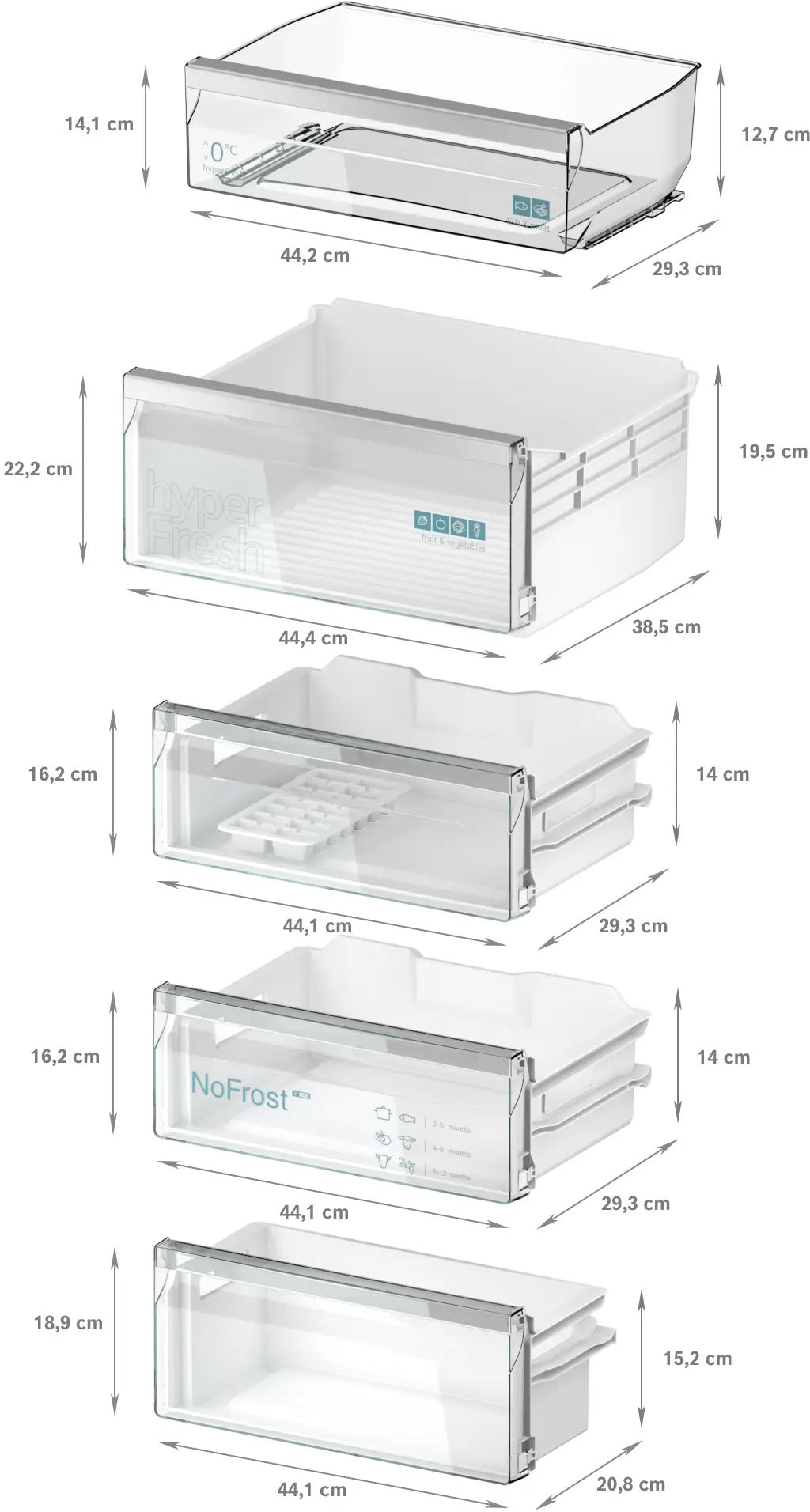 Siemens iQ300 Built-in fridge-freezer with freezer at bottom 193.5 x 55.8 cm flat hinge KI96NVFD0G