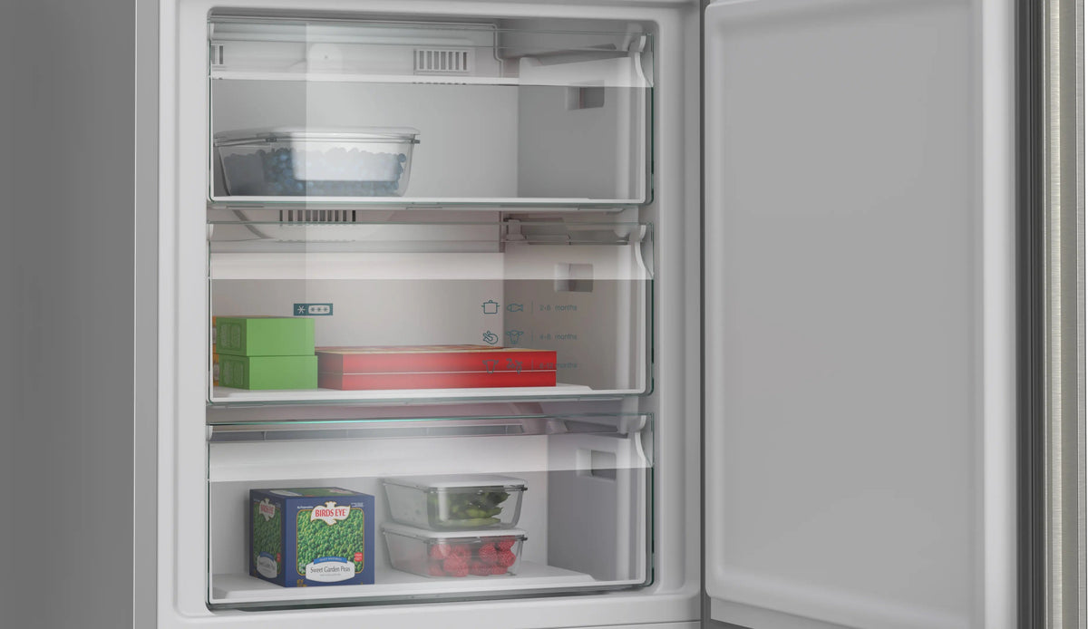 Siemens iQ300 Free-standing fridge-freezer with freezer at bottom 203 x 70 cm Brushed steel KG49NVIBG