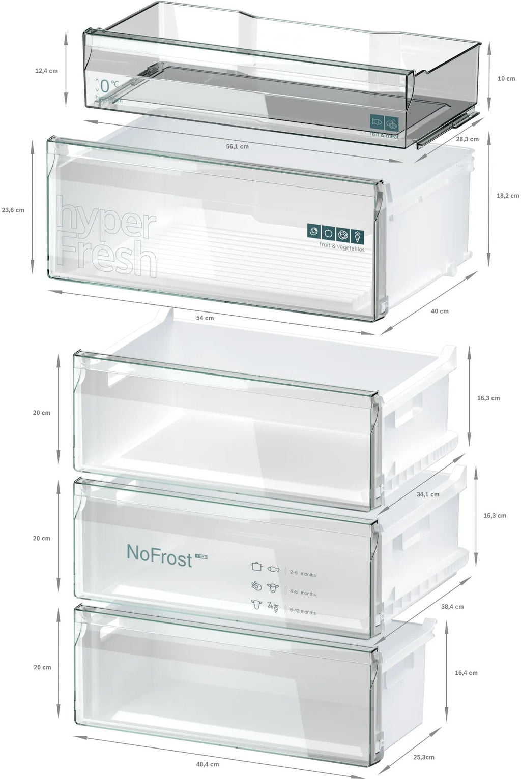 Siemens iQ300 Free-standing fridge-freezer with freezer at bottom 203 x 70 cm Brushed steel KG49NVIBG