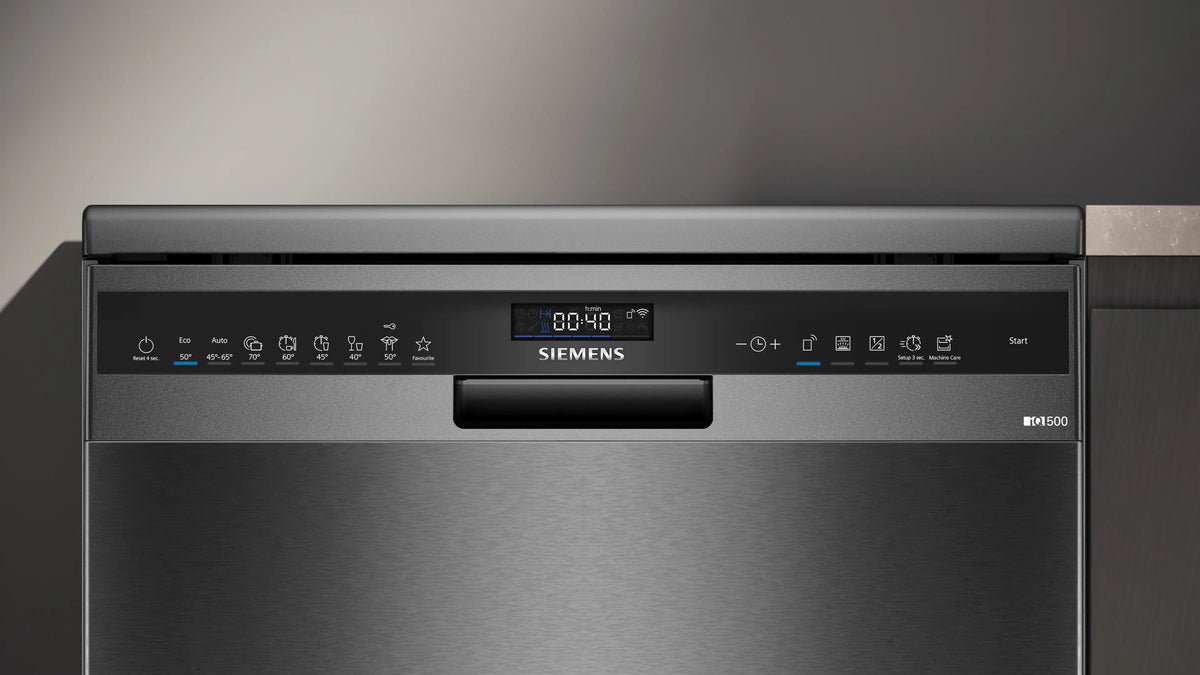 Siemens iQ500 Free-standing dishwasher 60 cm Brushed black steel anti-fingerprint SN25EC13CE