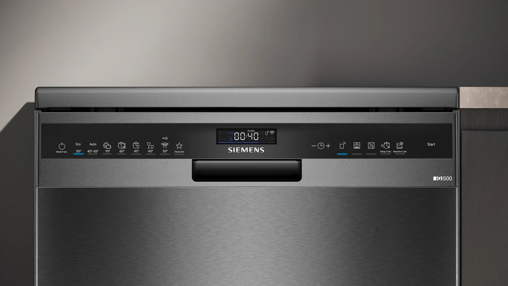 Siemens iQ500 Free-standing dishwasher 60 cm Brushed black steel anti-fingerprint SN25EC13CE