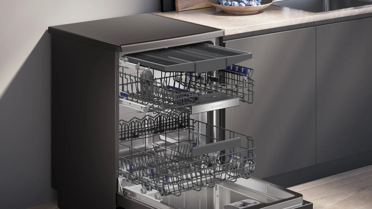 Siemens iQ500 Free-standing dishwasher 60 cm Brushed black steel anti-fingerprint SN25EC13CE