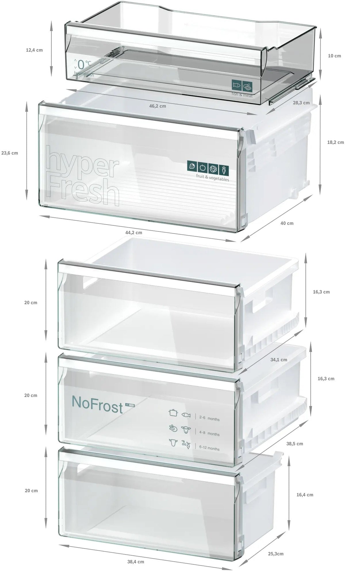 Siemens iQ300 Free-standing fridge-freezer with freezer at bottom 186 x 60 cm Brushed steel KG36NVICG