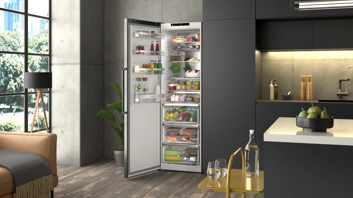 Siemens iQ500 Free-standing fridge 186.2 x 59.5 cm Brushed black steel antiFingerprint KS36NAXCG
