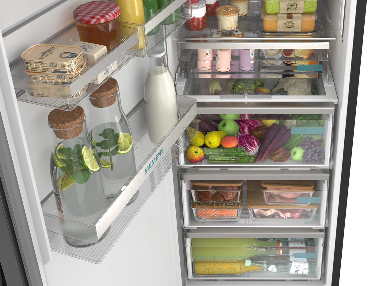 Siemens iQ500 Free-standing fridge 186.2 x 59.5 cm Brushed black steel antiFingerprint KS36NAXCG
