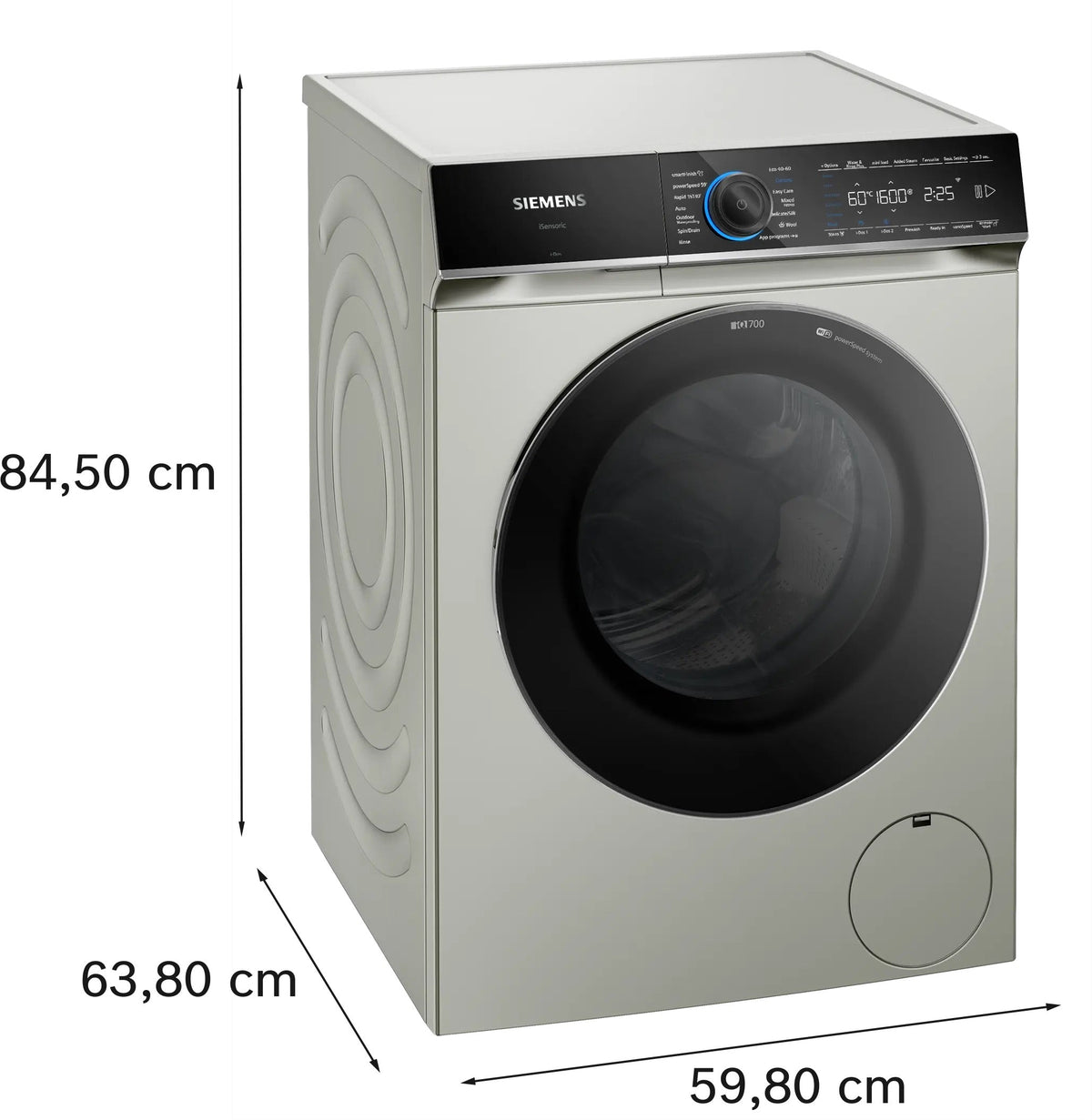 Siemens iQ700 Washing machine, front loader 11 kg max. 1600 rpm, Silver inox WG66B2AXGB