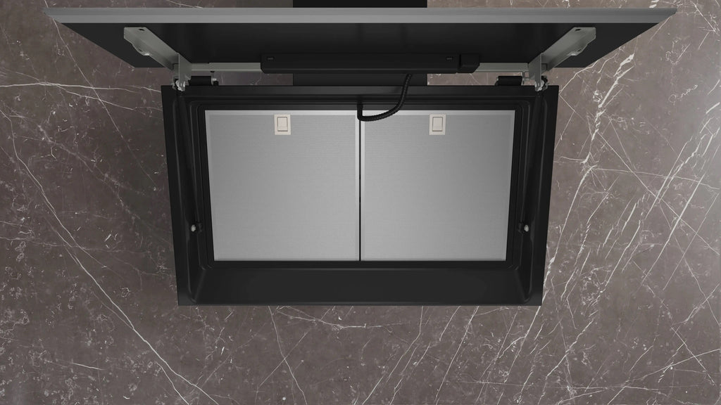 Siemens iQ700 Wall-mounted cooker hood 90 cm clear glass black printed, Black LC91KLT60B