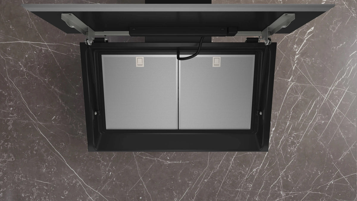 Siemens iQ700 Wall-mounted cooker hood 90 cm clear glass black printed, Black LC91KLT60B