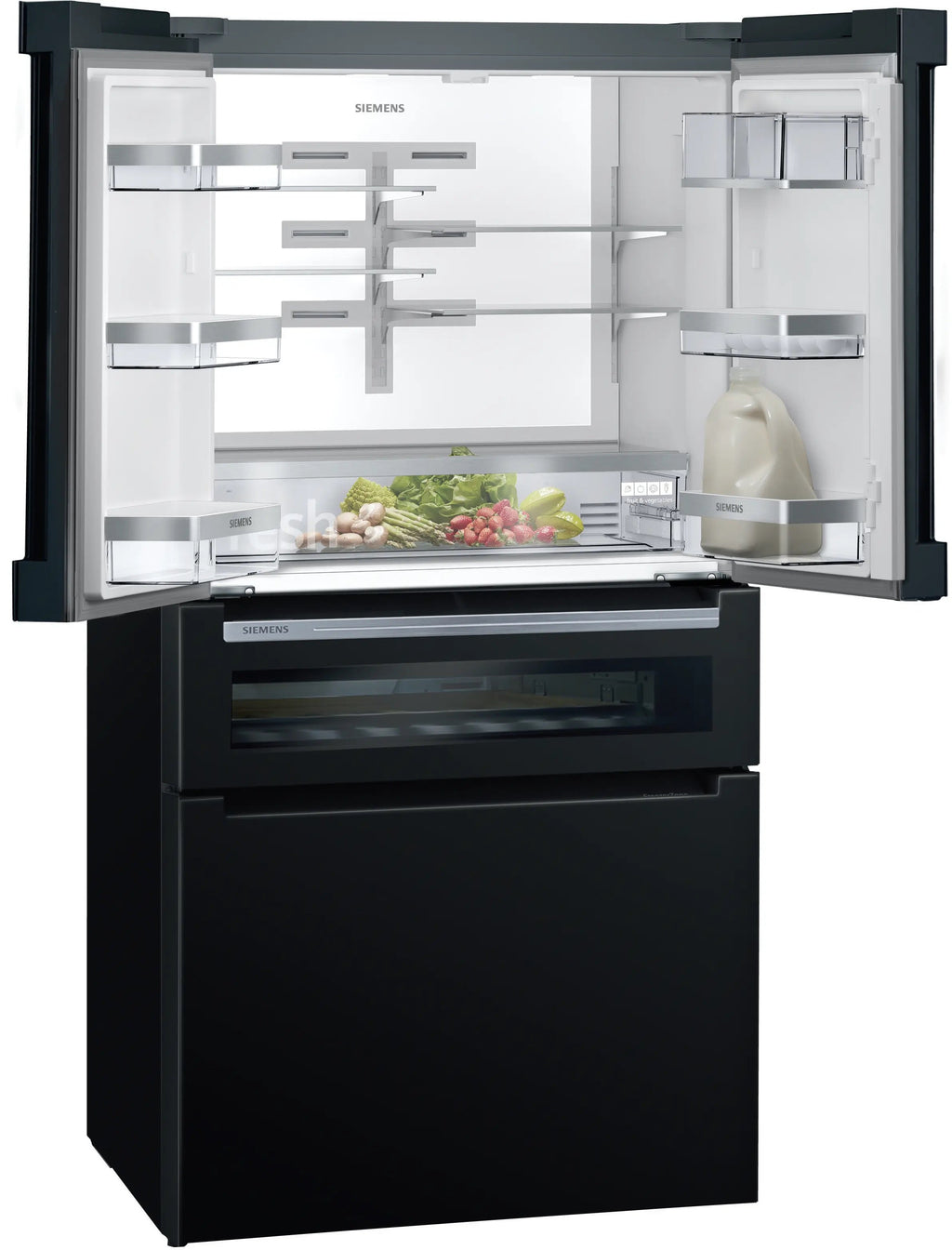 Siemens iQ700 French Door Bottom Glass 183 x 90.5 cm Black, Total noFrost KF96RSBEA