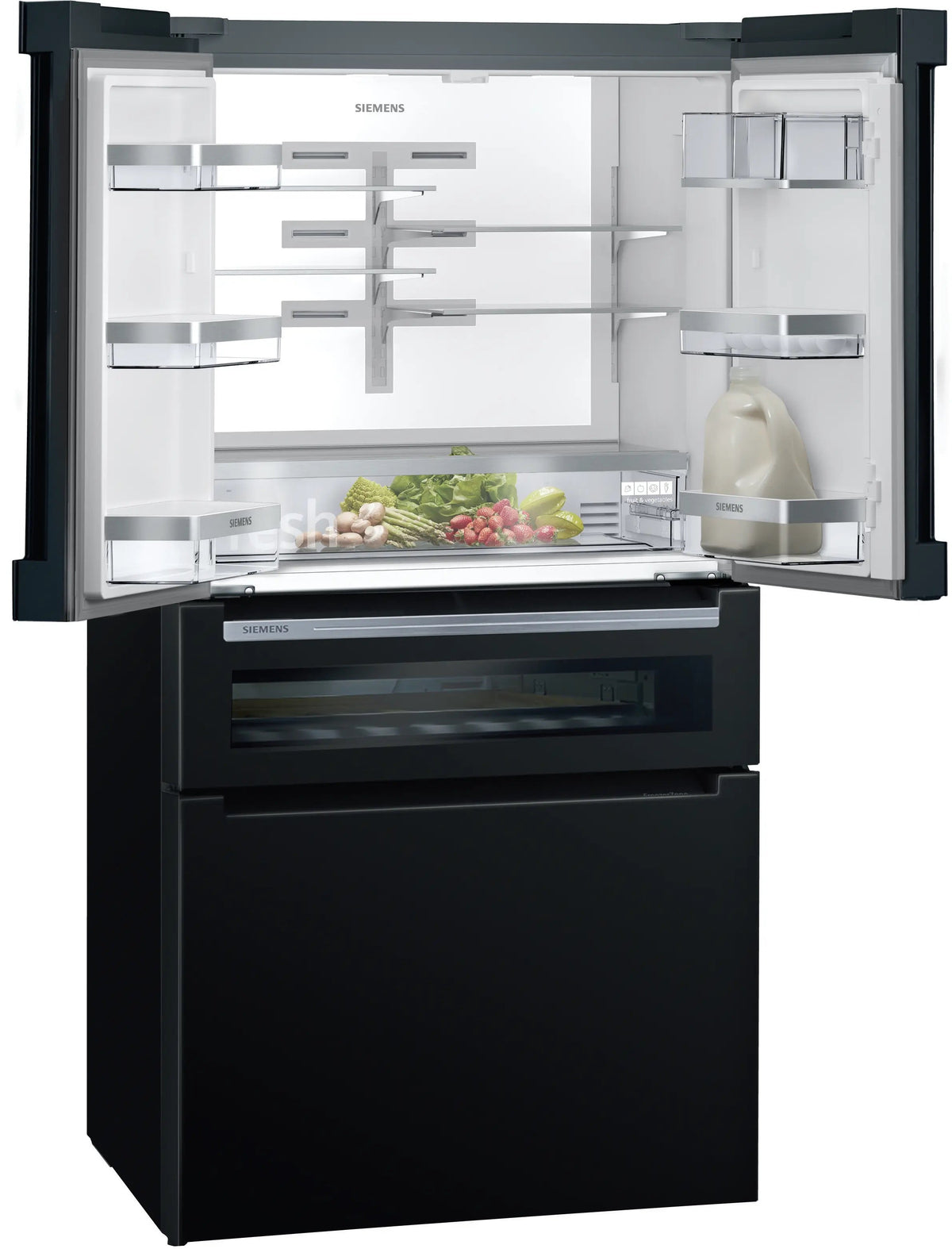 Siemens iQ700 French Door Bottom Glass 183 x 90.5 cm Black, Total noFrost KF96RSBEA