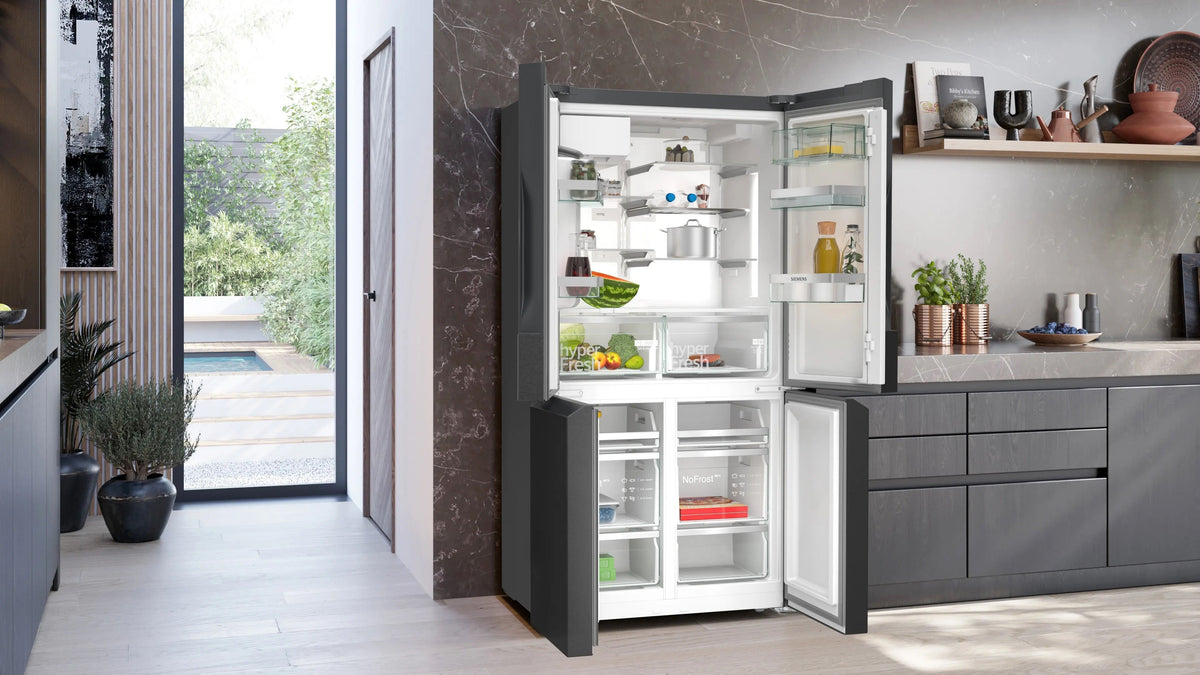 Siemens iQ700 Multi Door American Fridge Freezer 183 x 90.5 cm Brushed black steel antiFingerprint, Total noFrost KF96DPXEA