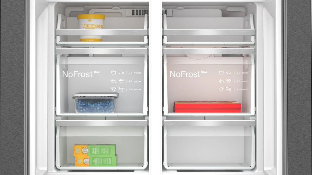 Siemens iQ700 Multi Door American Fridge Freezer 183 x 90.5 cm Brushed black steel antiFingerprint, Total noFrost KF96DPXEA