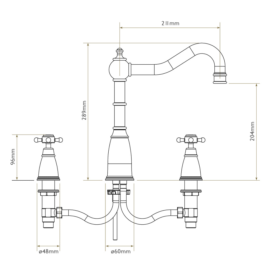 Bidbury & Co Kelston Kitchen Tap — Chrome — technical drawing