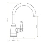 Bidbury & Co MalvernSPA Water Filter Tap — Chrome — technical drawing