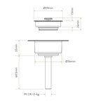 Bidbury & Co 1.5" Contemporary Waste — Chrome — technical drawing