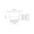 Bidbury & Co 1.5" Contemporary Waste — Chrome — technical drawing