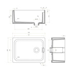 Bidbury & Co Oakford Ceramic Belfast Sink with Weir Overflow — White — technical drawing